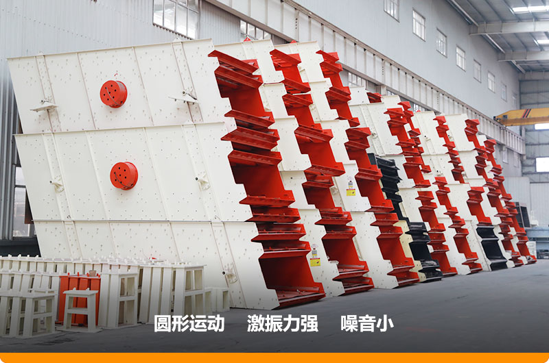 圓振動篩，篩孔尺寸為5-80mm，處理能力32-276t/h